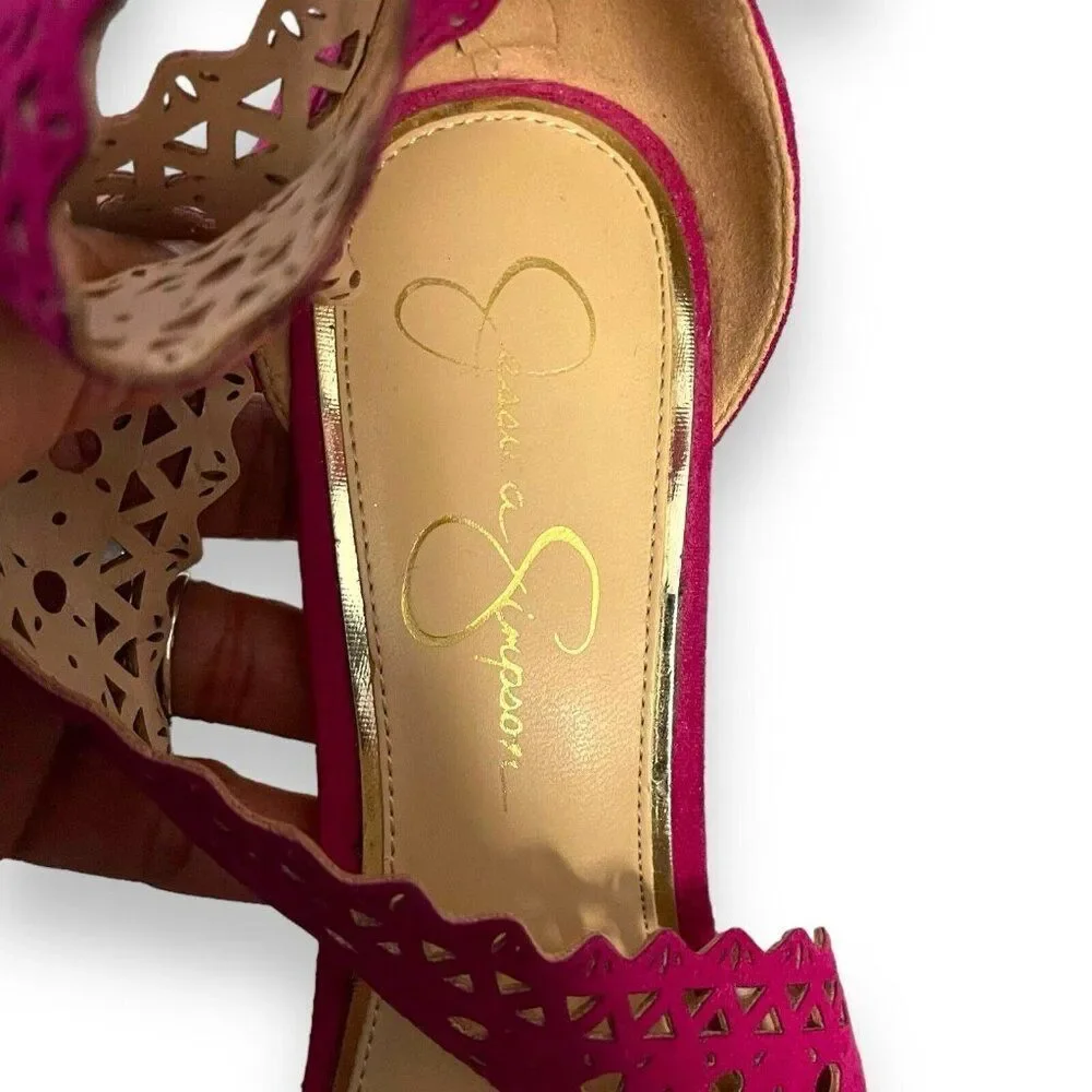 Jessica Simpson Jastia High Heels Women 5.5 Pink Cut Out Open Toe READ DESCRIPTI